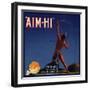 Aim Hi Brand - San Fernando, California - Citrus Crate Label-Lantern Press-Framed Art Print