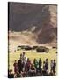 Aimaq Man with Children, Pal-Kotal-I-Guk, Ghor Province-Jane Sweeney-Stretched Canvas