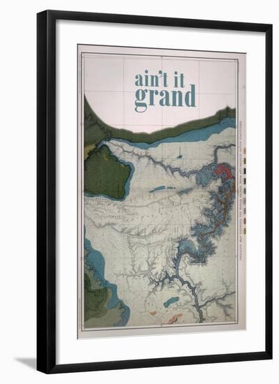 Ain't it Grand - 1882, Grand Canyon Map - The Kanab, Kaibab, Paria and Marble Canon Platforms-null-Framed Giclee Print