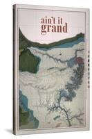 Ain't it Grand - 1882, Grand Canyon Map - The Kanab, Kaibab, Paria and Marble Canon Platforms-null-Stretched Canvas