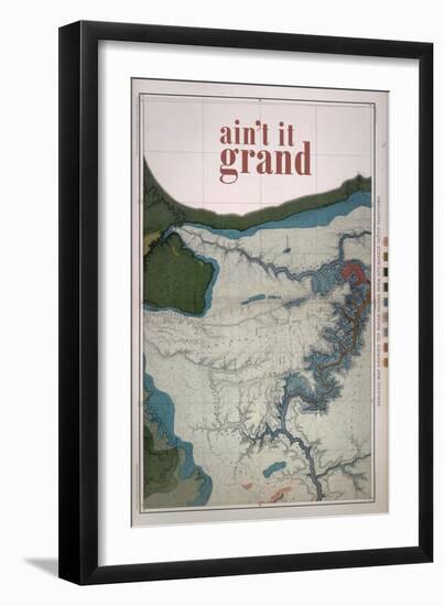 Ain't it Grand - 1882, Grand Canyon Map - The Kanab, Kaibab, Paria and Marble Canon Platforms-null-Framed Premium Giclee Print