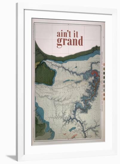 Ain't it Grand - 1882, Grand Canyon Map - The Kanab, Kaibab, Paria and Marble Canon Platforms-null-Framed Giclee Print