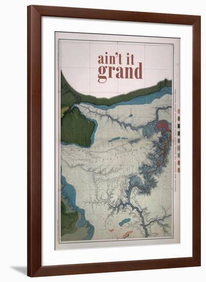 Ain't it Grand - 1882, Grand Canyon Map - The Kanab, Kaibab, Paria and Marble Canon Platforms-null-Framed Giclee Print