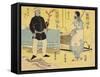 Ainu (Right), Malayan(Left)-Utagawa Yoshiiku-Framed Stretched Canvas