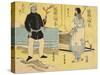 Ainu (Right), Malayan(Left)-Utagawa Yoshiiku-Stretched Canvas