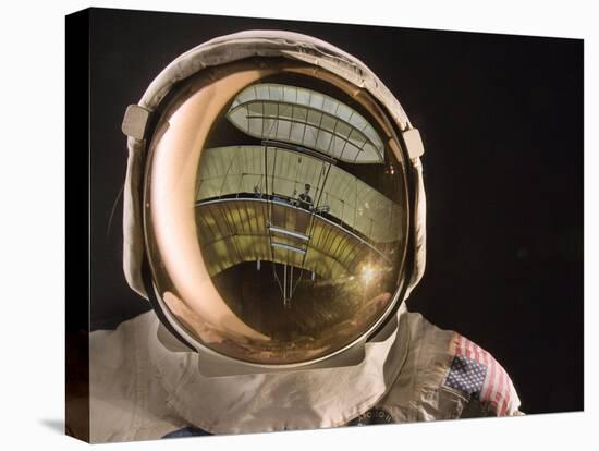 Air and Space: Apollo Helmet Visor reflecting the 1903 Wright Flyer-null-Stretched Canvas