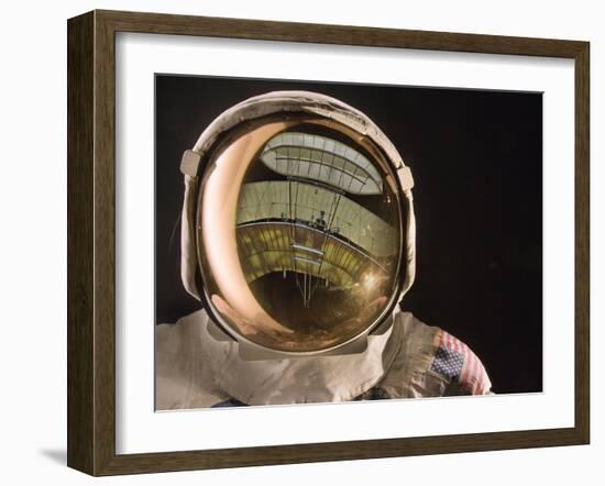 Air and Space: Apollo Helmet Visor reflecting the 1903 Wright Flyer-null-Framed Photographic Print