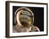 Air and Space: Apollo Helmet Visor reflecting the 1903 Wright Flyer-null-Framed Photographic Print