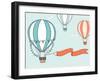 Air Balloons with Party Ribbon, Flags and Birds. Vector Illustration-Olga Yatsenko-Framed Art Print