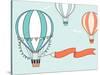 Air Balloons with Party Ribbon, Flags and Birds. Vector Illustration-Olga Yatsenko-Stretched Canvas