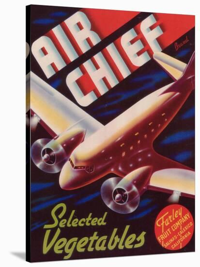 Air Chief Vegetable Label - Salinas, CA-Lantern Press-Stretched Canvas