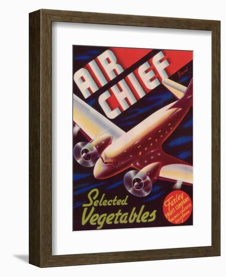 Air Chief Vegetable Label - Salinas, CA-Lantern Press-Framed Art Print