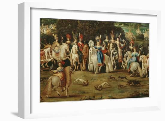 Air, Detail of a Group of Women at the Centre and Dogs Pursuing Hares, C.1640-41-Claude Deruet-Framed Giclee Print