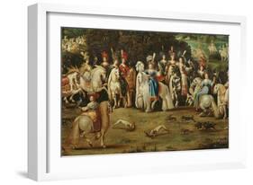 Air, Detail of a Group of Women at the Centre and Dogs Pursuing Hares, C.1640-41-Claude Deruet-Framed Giclee Print