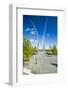 Air Force Memorial with three soaring spires and Washington Monument in distance at One Air Forc...-null-Framed Photographic Print