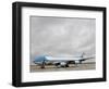 Air Force One Awaits the Arrival of President Barack Obama at Andrews Air Force Base-null-Framed Photographic Print