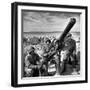 Air Force Soldiers Manning Anti Aircraft Gun at Base During Allied Campaign in North Africa, WWII-Margaret Bourke-White-Framed Photographic Print