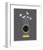 Air Guitar with Bird Strings-null-Framed Art Print