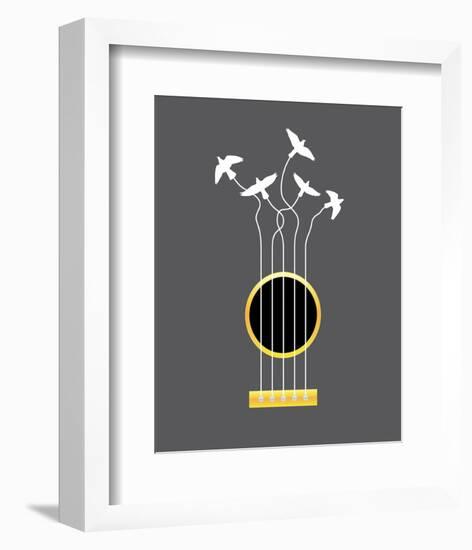 Air Guitar with Bird Strings-null-Framed Art Print