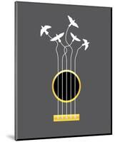 Air Guitar with Bird Strings-null-Mounted Art Print