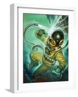 Air Hose Snaps Loose from a Diver's Suit-Angus Mcbride-Framed Giclee Print