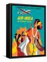 Air India - London, Geneva, Cairo, Bombay - Vintage Airline Travel Poster, 1950-Asiart-Framed Stretched Canvas