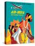 Air India - London, Geneva, Cairo, Bombay - Vintage Airline Travel Poster, 1950-Asiart-Stretched Canvas