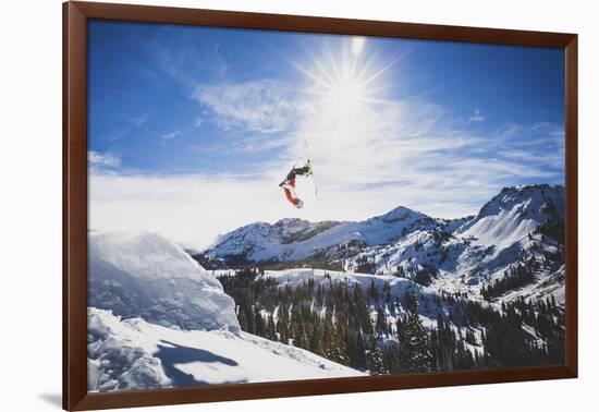 Air Time. Austin Birrer Lays Out A Double Back, Alta, Utah-Louis Arevalo-Framed Photographic Print