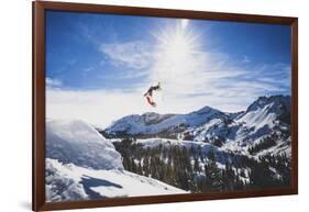 Air Time. Austin Birrer Lays Out A Double Back, Alta, Utah-Louis Arevalo-Framed Photographic Print