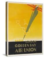 Air Union 1920s Travel Poster Paris London Golden Ray-null-Stretched Canvas