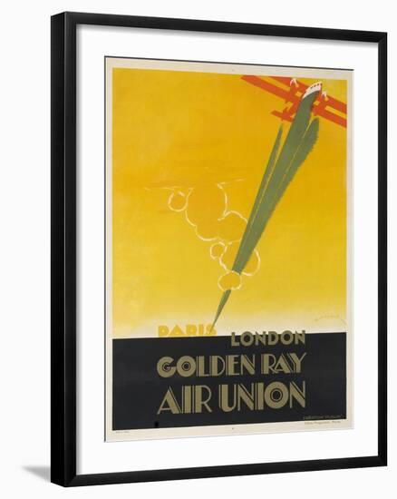 Air Union 1920s Travel Poster Paris London Golden Ray-null-Framed Giclee Print