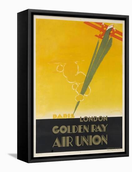 Air Union 1920s Travel Poster Paris London Golden Ray-null-Framed Stretched Canvas