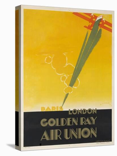 Air Union 1920s Travel Poster Paris London Golden Ray-null-Stretched Canvas