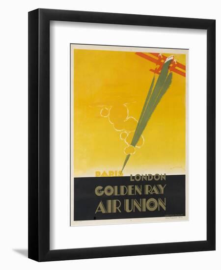 Air Union 1920s Travel Poster Paris London Golden Ray-null-Framed Premium Giclee Print