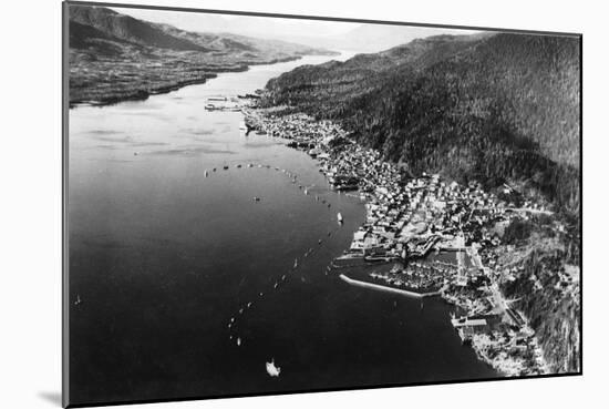 Air View of Ketchikan, Alaska and Boat Parade Photograph - Ketchikan, AK-Lantern Press-Mounted Art Print