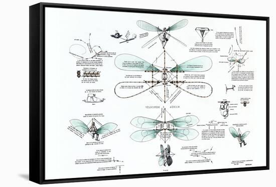 Airborne Bicycle-Jacques Bourcart-Framed Stretched Canvas