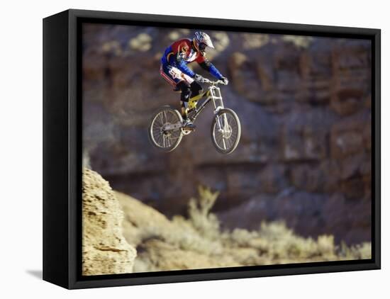 Airborne Bicyclist-null-Framed Stretched Canvas