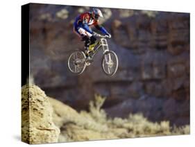 Airborne Bicyclist-null-Stretched Canvas