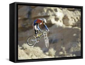 Airborne Bicyclist-null-Framed Stretched Canvas