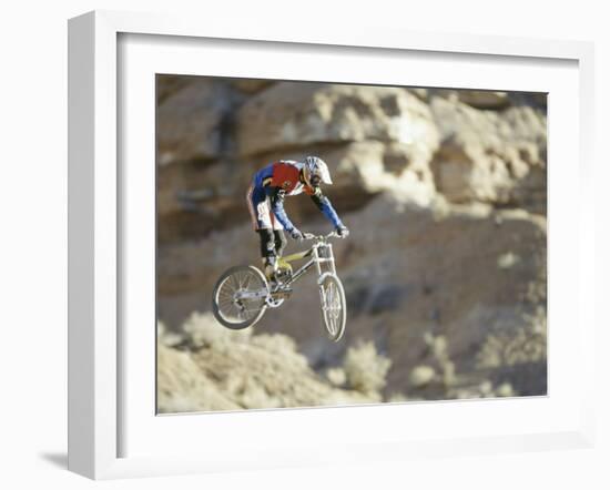 Airborne Bicyclist-null-Framed Photographic Print