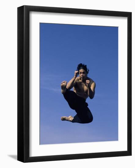 Airborne Martial Artist-null-Framed Photographic Print