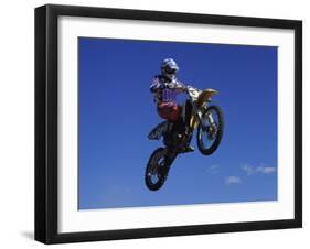 Airborne Motorcyclist-null-Framed Premium Photographic Print