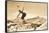 Airborne Skier over Landscape-null-Framed Stretched Canvas