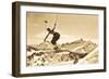 Airborne Skier over Landscape-null-Framed Art Print