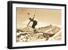 Airborne Skier over Landscape-null-Framed Art Print