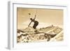 Airborne Skier over Landscape-null-Framed Art Print