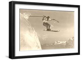 Airborne Skier over Mountains-null-Framed Art Print