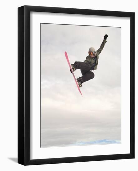 Airborne Snowboarder-null-Framed Premium Photographic Print