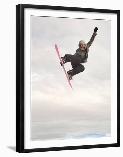 Airborne Snowboarder-null-Framed Premium Photographic Print