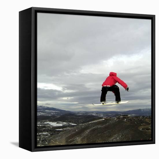 Airborne Snowboarder-null-Framed Stretched Canvas